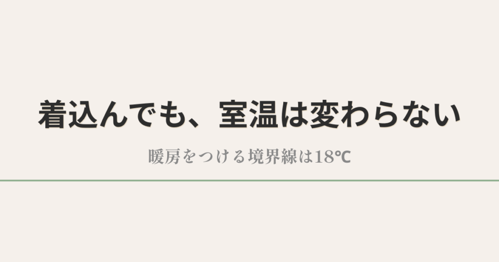 着込んでも、室温は変わらない｜暖房をつける境界線は18℃